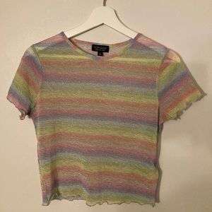 TOPSHOP Metallic Pastel Rainbow T-shirt